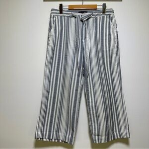 Sanctuary Blue White Stripe Cropped Cotton Pants Belted Summer Trousers Size 30